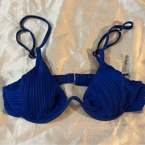Zaful Blue Underwired Pleated Bikini Top